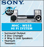 Sony - MHC - W555 Hi Fi System